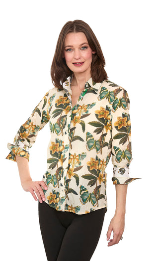 3/4 Sleeve Rome Shirt Butterfly Print - Glamourous Grace