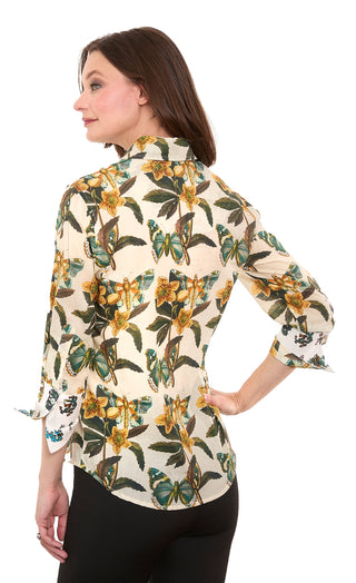 3/4 Sleeve Rome Shirt Butterfly Print - Glamourous Grace