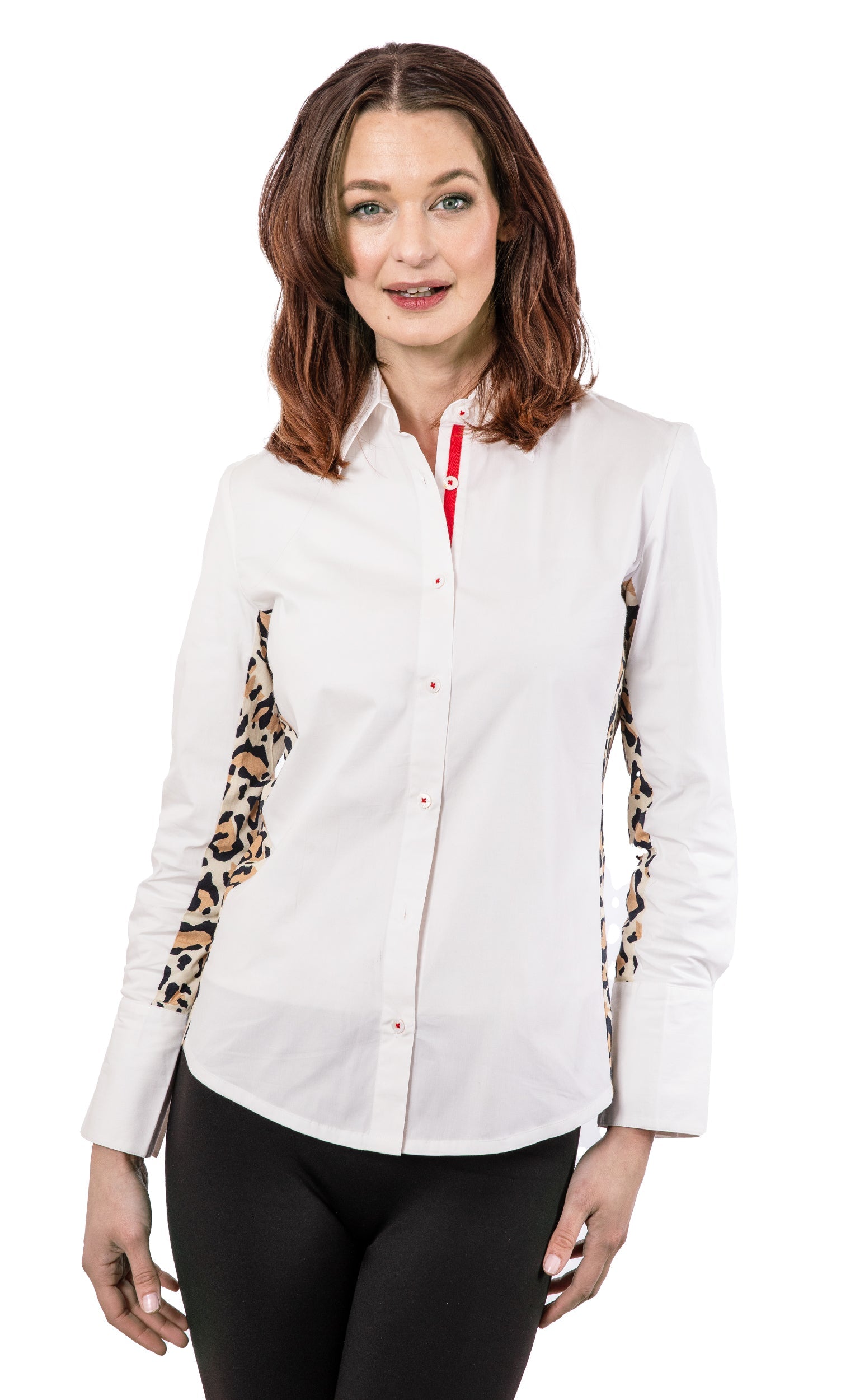 White Shirt with Leopard Inserts - Glamourous Grace