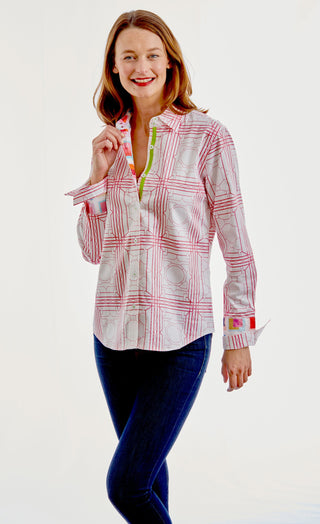 Rome Shirt Pink White Geo - Glamourous Grace