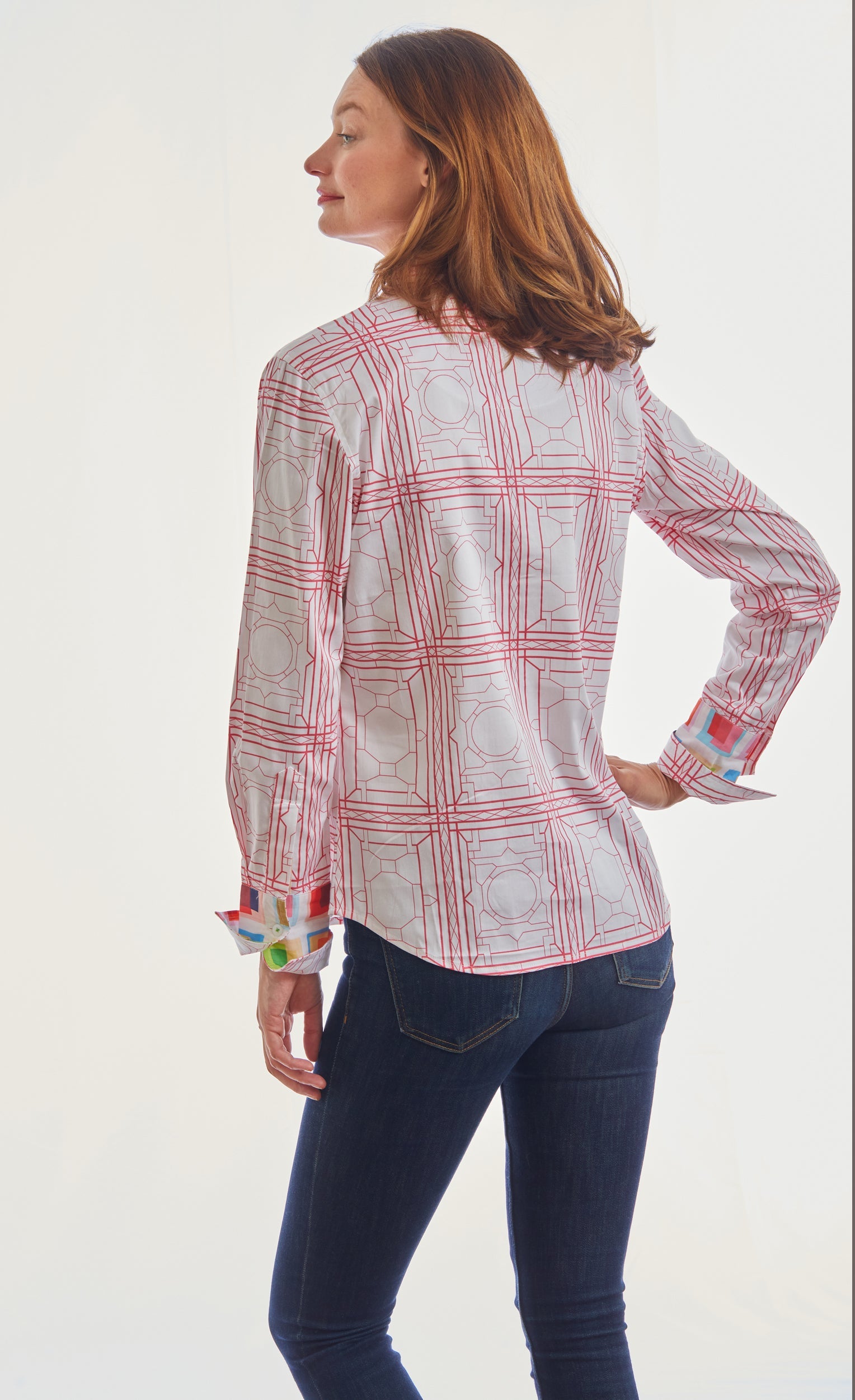 Rome Shirt Pink White Geo - Glamourous Grace