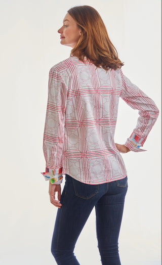 Rome Shirt Pink White Geo - Glamourous Grace