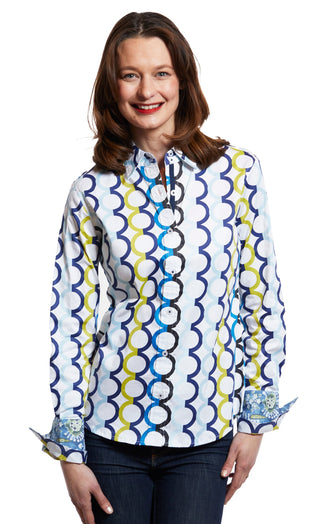 Rome Shirt Blue Olympic Rings On White - Glamourous Grace