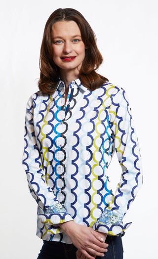 Rome Shirt Blue Olympic Rings On White - Glamourous Grace