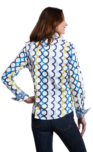 Rome Shirt Blue Olympic Rings On White - Glamourous Grace