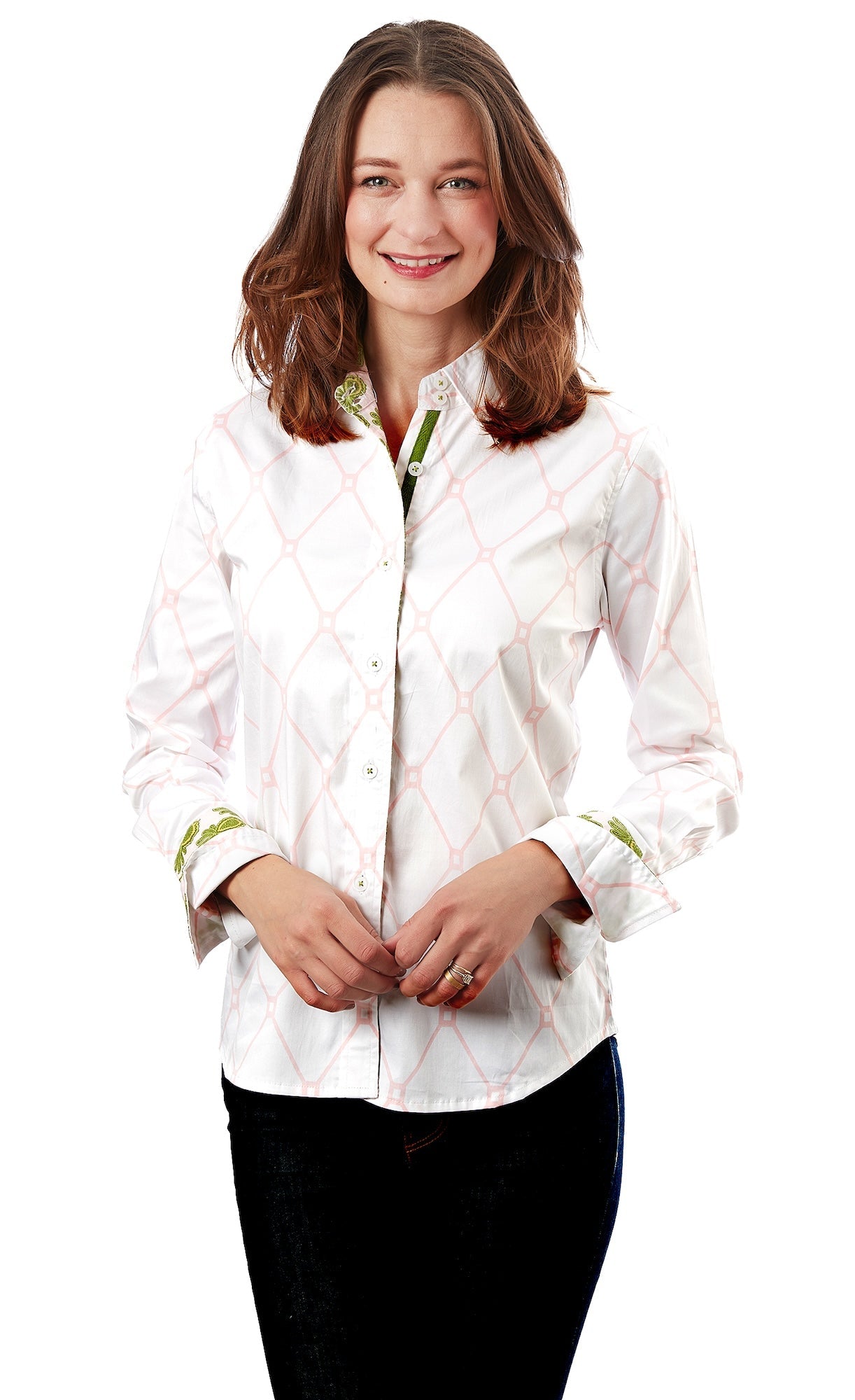 Rome Shirt Pink White V Geometric - Glamourous Grace