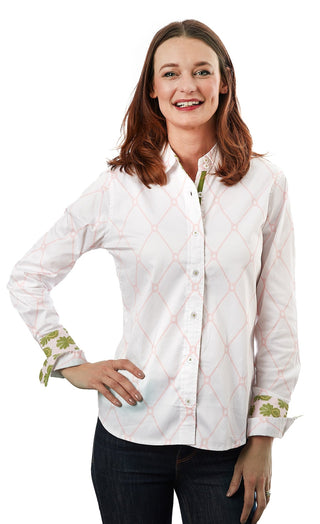Rome Shirt Pink White V Geometric - Glamourous Grace