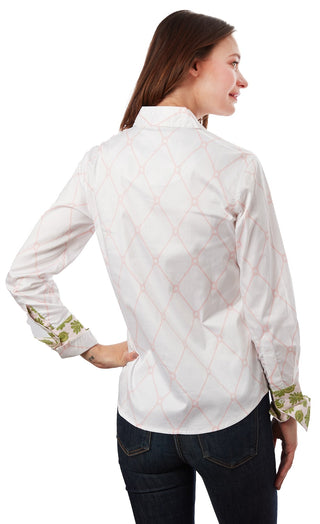 Rome Shirt Pink White V Geometric - Glamourous Grace