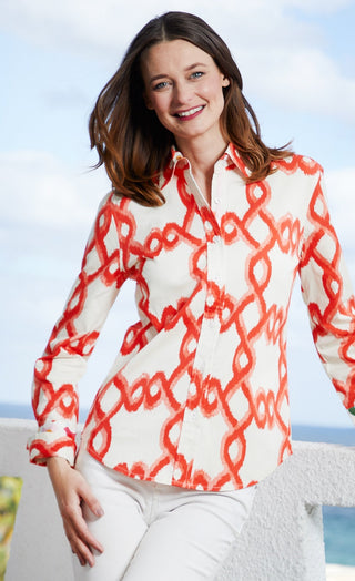 Rome Shirt Orange White Flame Stitch - Glamourous Grace