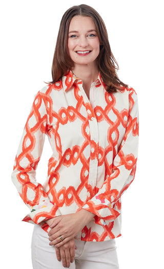 Rome Shirt Orange White Flame Stitch - Glamourous Grace