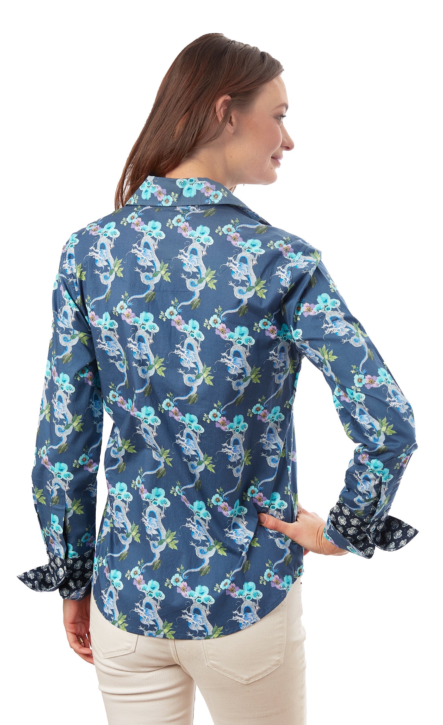 Rome Shirt, Navy Ground With Dragons - Glamourous Grace
