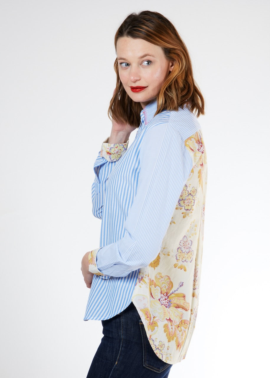 Madison Shirt W Antique Floral Print On The Back - Glamourous Grace