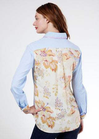 Madison Shirt W Antique Floral Print On The Back - Glamourous Grace