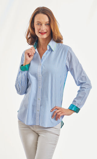 Chesapeake Top Blue White Stripes With Positano Scene On The Back - Glamourous Grace