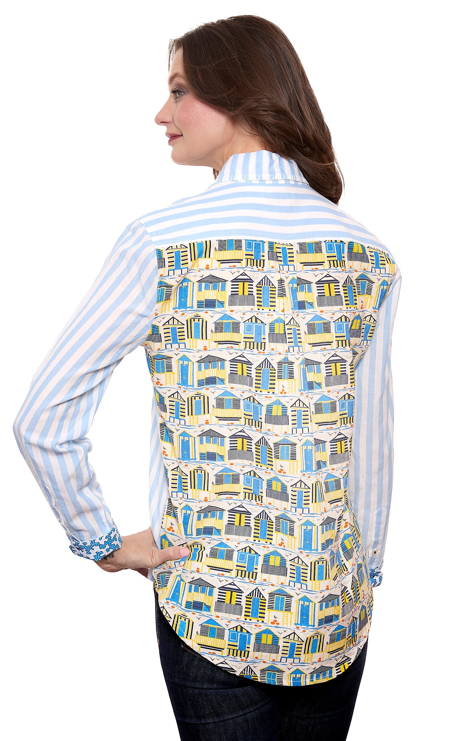 Chesapeake Hi-lo Top, Stripes On The Front, Cabanas On The Back - Glamourous Grace