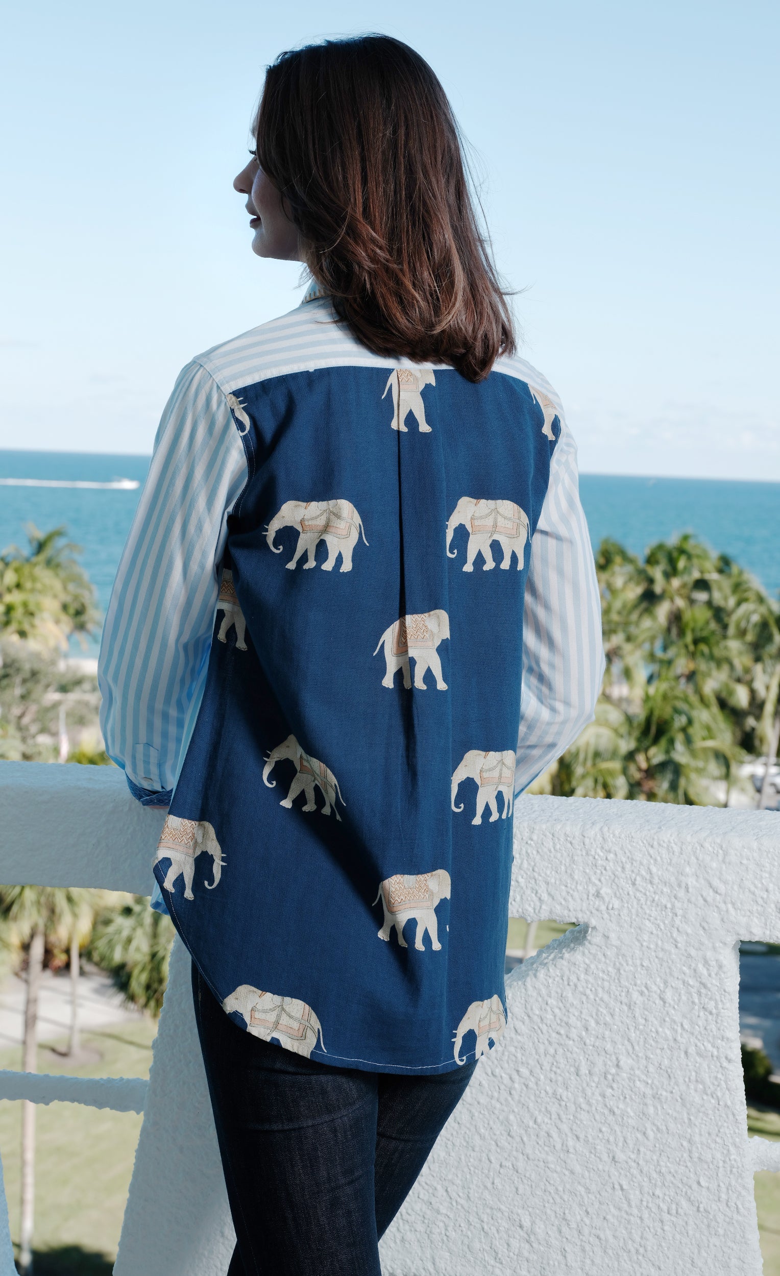 Chesapeake Hi Lo Top with Navy Ground Ellies on The Back - Glamourous Grace