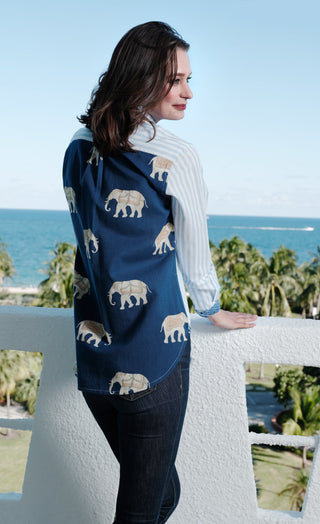 Chesapeake Hi Lo Top with Navy Ground Ellies on The Back - Glamourous Grace