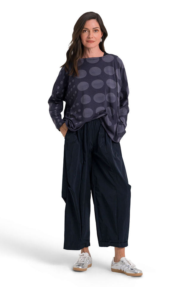 Pima Cotton Circles Luxury Boxy Tee - Midnight - Glamourous Grace