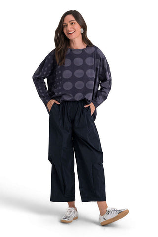 Pima Cotton Circles Luxury Boxy Tee - Midnight - Glamourous Grace