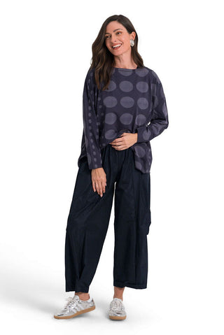 Pima Cotton Circles Luxury Boxy Tee - Midnight - Glamourous Grace