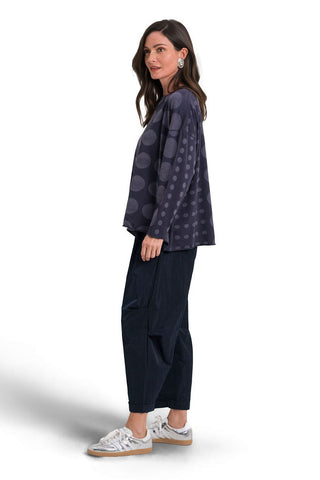 Pima Cotton Circles Luxury Boxy Tee - Midnight - Glamourous Grace