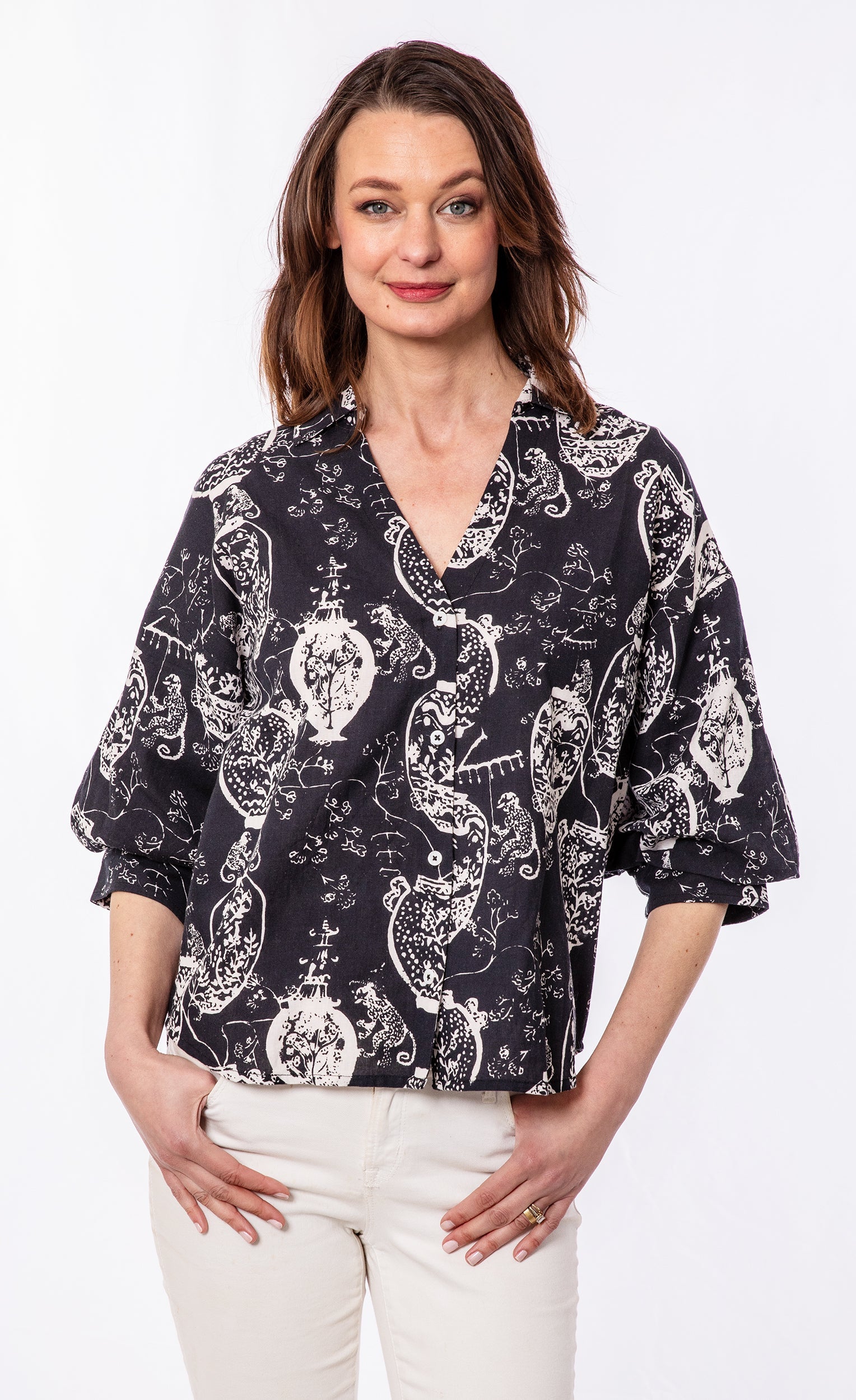 Oversized Puff Sleeve Black White - Glamourous Grace