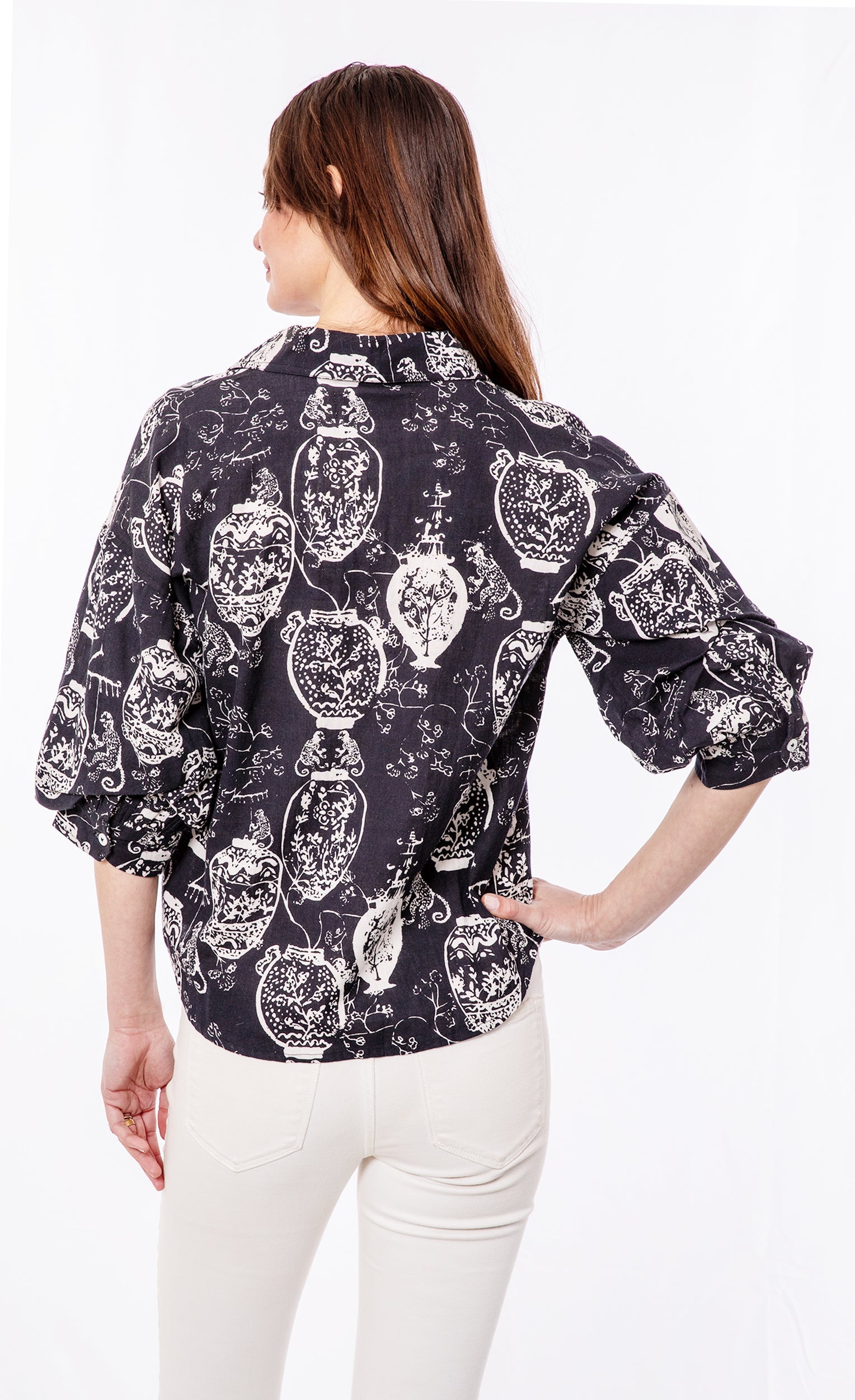 Oversized Puff Sleeve Black White - Glamourous Grace
