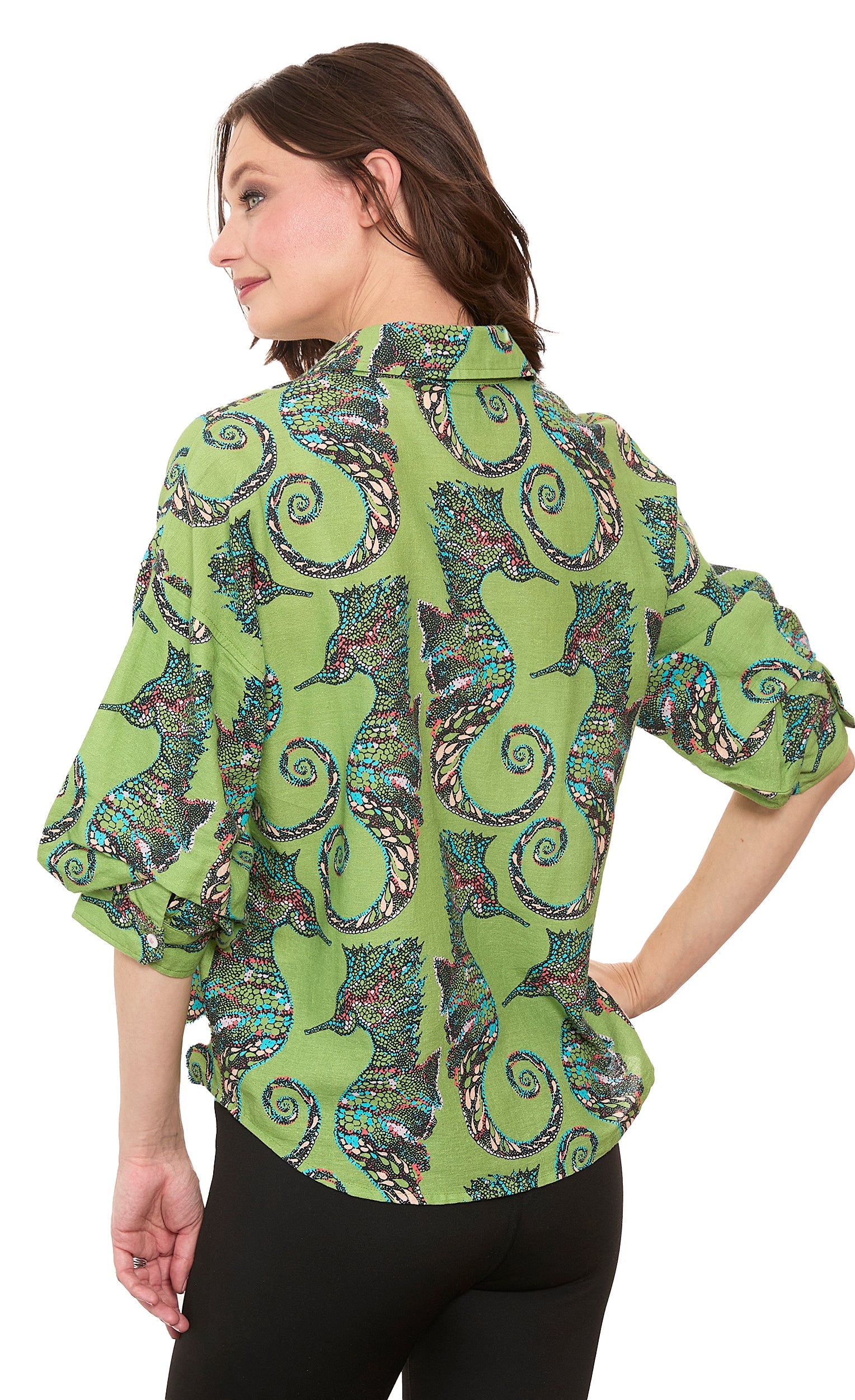 Milano Puff Sleeve Top Seahorse Print - Glamourous Grace