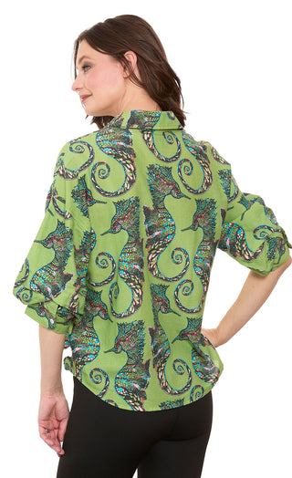 Milano Puff Sleeve Top Seahorse Print - Glamourous Grace