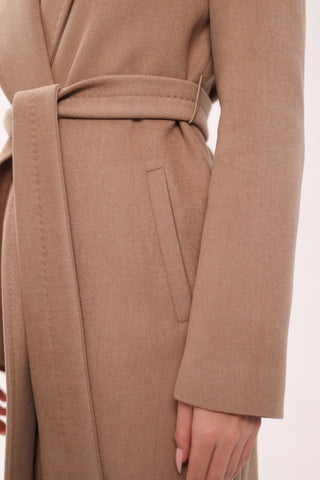 Geneva Classic Wraparound Wool Blend Overcoat in Camel