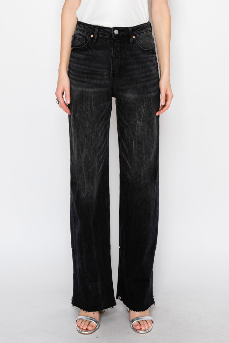 Elodie Tummy Control Inseam Transform High Rise A-line Wide Jeans - Glamourous Grace