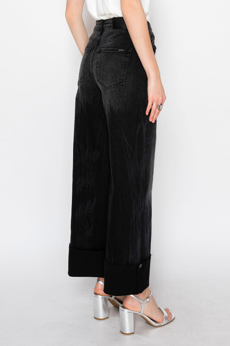 Elodie Tummy Control Inseam Transform High Rise A-line Wide Jeans - Glamourous Grace