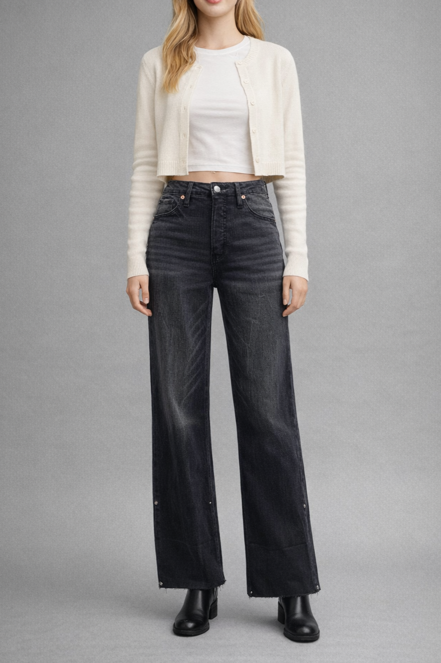 Elodie Tummy Control Inseam Transform High Rise A-line Wide Jeans - Glamourous Grace