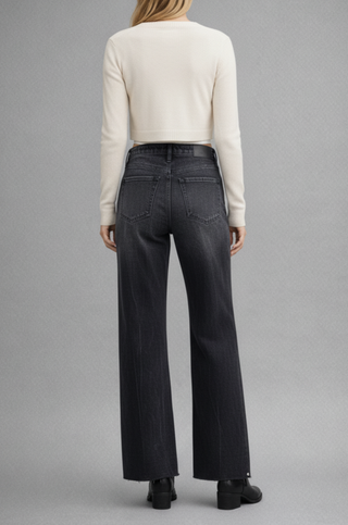 Elodie Tummy Control Inseam Transform High Rise A-line Wide Jeans - Glamourous Grace