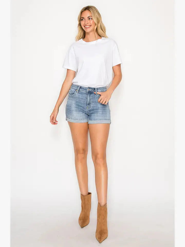 Kathy High Rise Cuffed Stretch Shorts - Glamourous Grace
