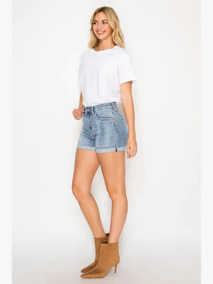 Kathy High Rise Cuffed Stretch Shorts - Glamourous Grace
