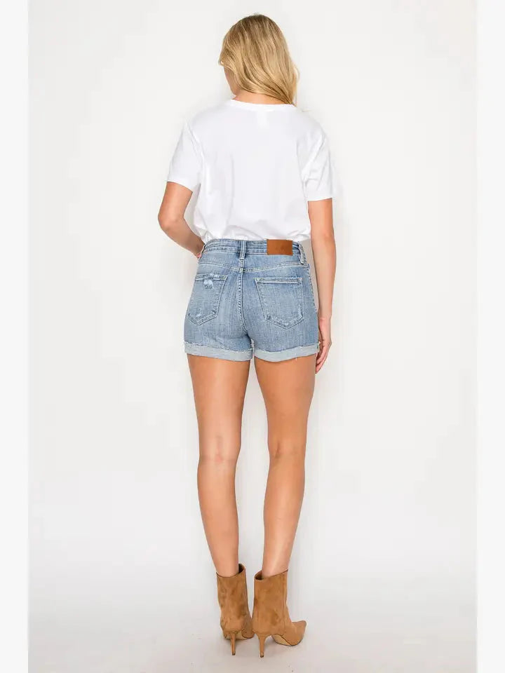 Kathy High Rise Cuffed Stretch Shorts - Glamourous Grace