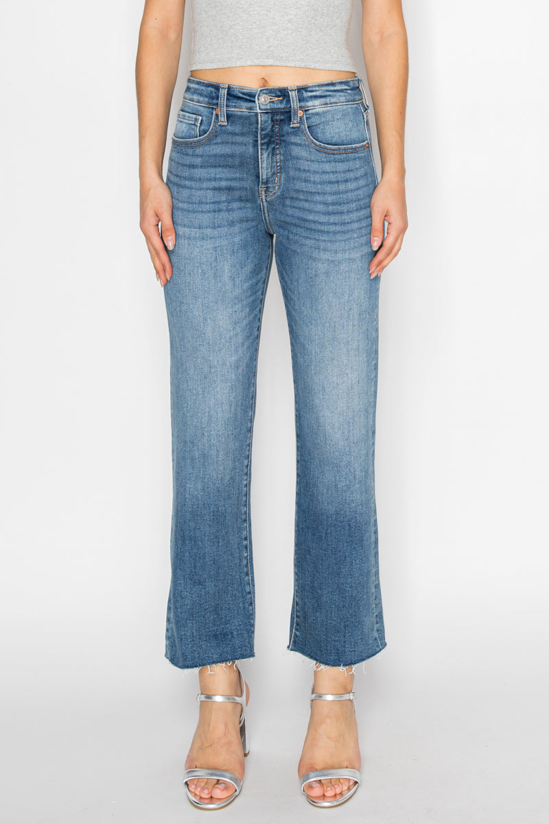 Tummy Control High Rise Straight with Single Cuff Jeans - Glamourous Grace