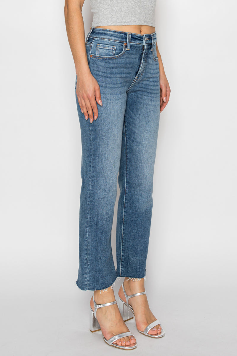 Tummy Control High Rise Straight with Single Cuff Jeans - Glamourous Grace