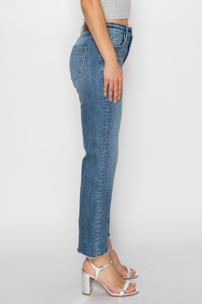 Tummy Control High Rise Straight with Single Cuff Jeans - Glamourous Grace