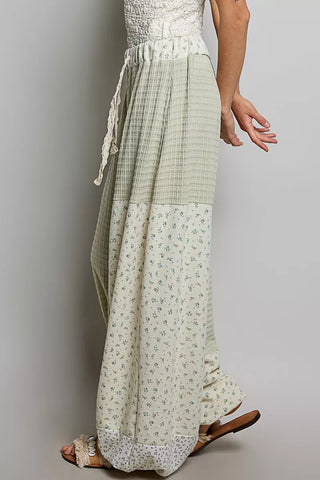 POL Patchwork Mixed Knit Wide Leg Pants - Glamourous Grace