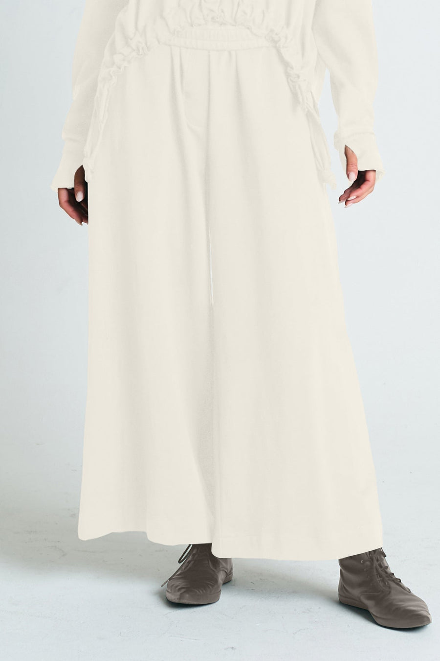 French Terry Flooded Pants - Stone - Glamourous Grace