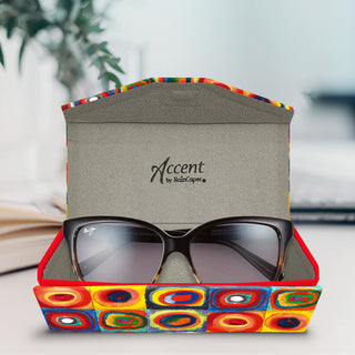 Kandinsky Squares with Concentric Circles Folding Glasses Case – Compact & Protective