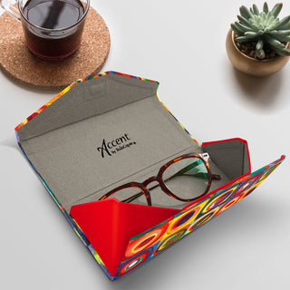 Kandinsky Squares with Concentric Circles Folding Glasses Case – Compact & Protective