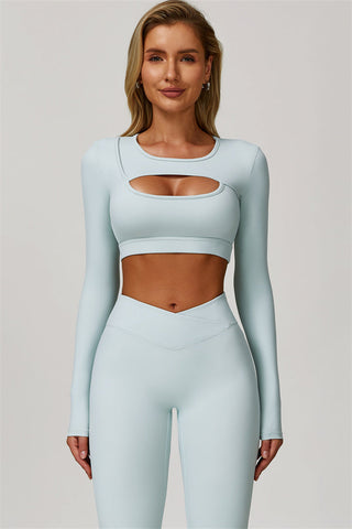 The Lavish Long Sleeve Cut-out Crop Top Leggings 2-Piece Set