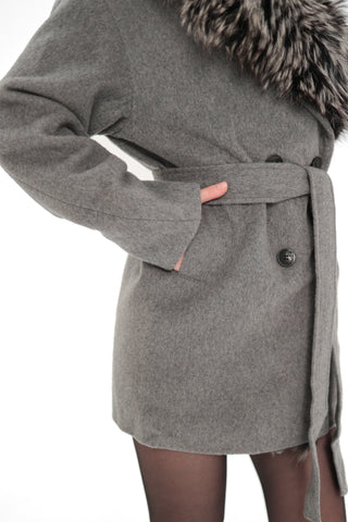 Genuine Silver Fox Lama Wool Coat