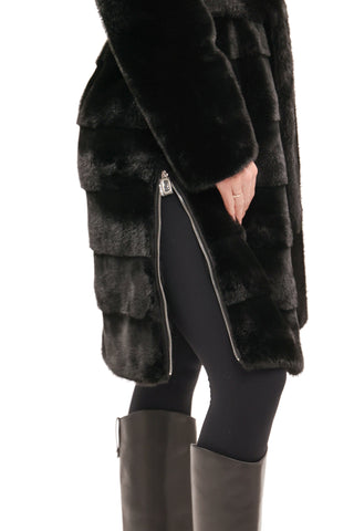 Faux Mink Effect Fur Hooded Coat