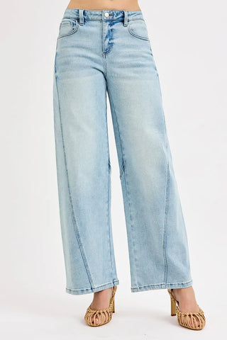 RISEN Mid Rise Fit Barrel Jeans
