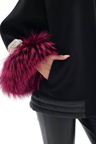 Saga®Furs Silver Fox Cashmere Blend Coat