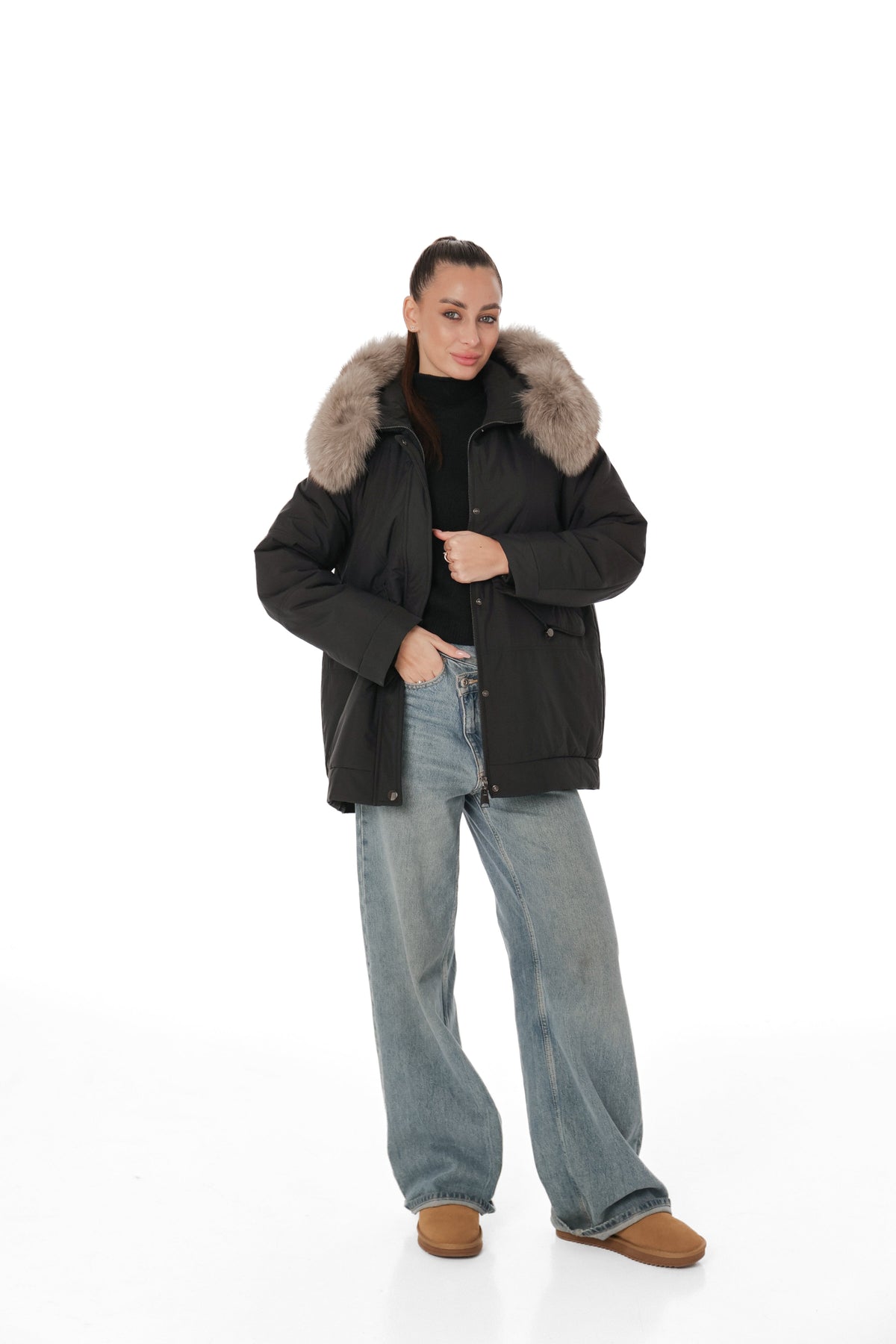 Genuine Polar Fox Trim Coat
